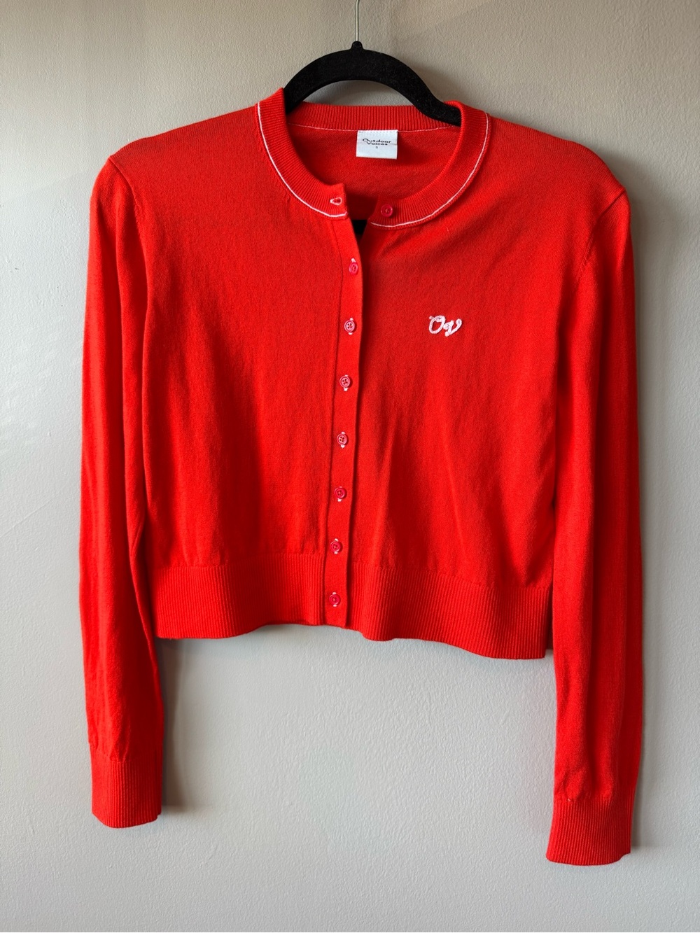 Outdoor Voices NWOT Women’s 100% Cotton Red Button Down Cardigan Size Small